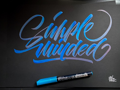 Simple Minded brush and ink brush calligraphy brush lettering brush script hand lettering handwriting