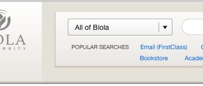 Biola drawer, search university