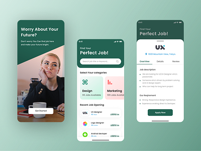 Job Search App car app design figma moblie app ui ux