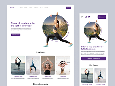 Yoga design figma landing page responsive ui ux website yoga