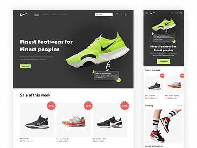 Shoes Web & Responsive Design design figma landing page responsive shoes ui ux