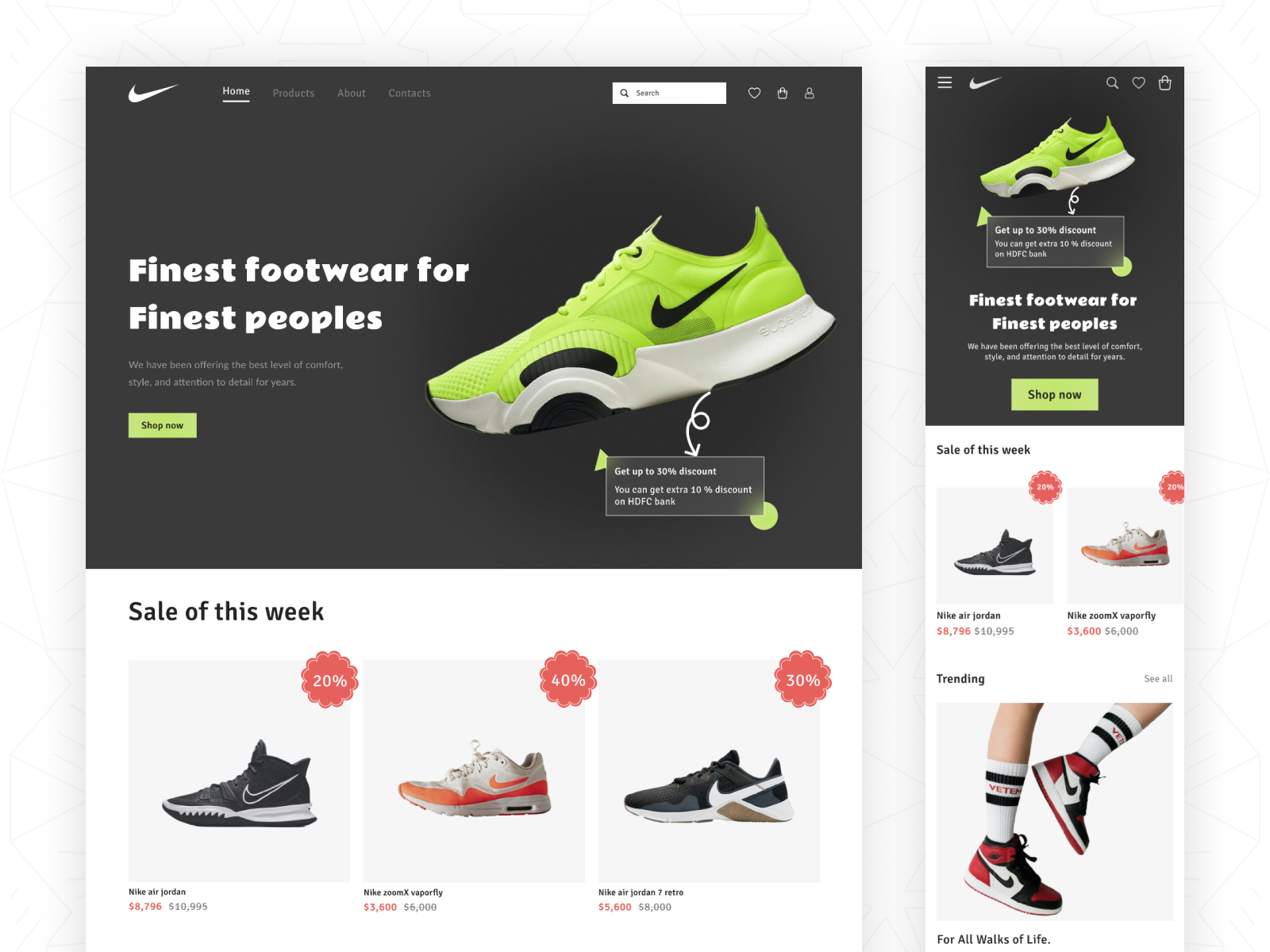 Shoes Web & Responsive Design by Dhruvik Lathiya on Dribbble