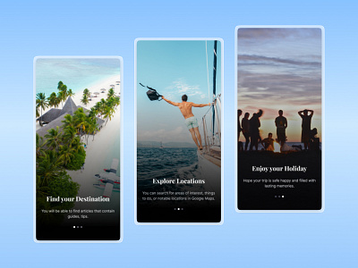 Travel App Onboarding design figma frist 3 screen mobile onboarding travel app ui ux