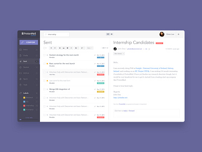 ProtonMail mail Redesign