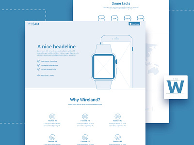 Wireland - Wireframing Template for Web Design Projects design prototype sketch sketchapp template ui ui kit ux web web design wireframe wireframe kit