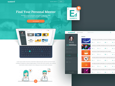 Elemento for Education - Sketch Template academy class course coursera dashboard e learning education learning platform mentor school teacher template