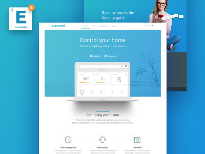 Elemento - Multipurpose Sketch Template app design landing page responsive sketch startup template ui ui kit ux web website