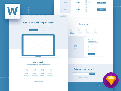 Wireframe Library Collection design kit prototype sketch sketchapp template ui ux web wireframe