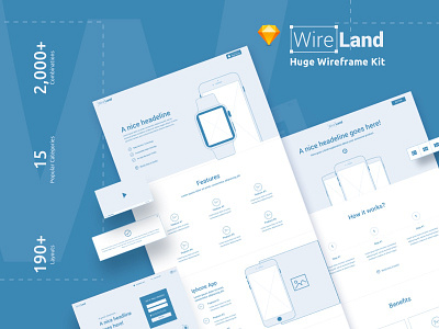 Wireframe UI Kit for web design projects design kit prototype sketch sketchapp template ui ux web wireframe