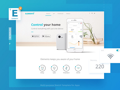 Sketch Template app business clean design interface landing page modern multipurpose saas sketch startup template