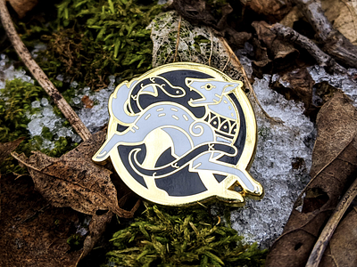Fera Familiar Enamel Pins badge celtic crest design dog enamel pin hound illustration jewellery pin