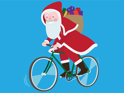 Biketowork Santa Claus 2d bike btw character illustration velo zurich