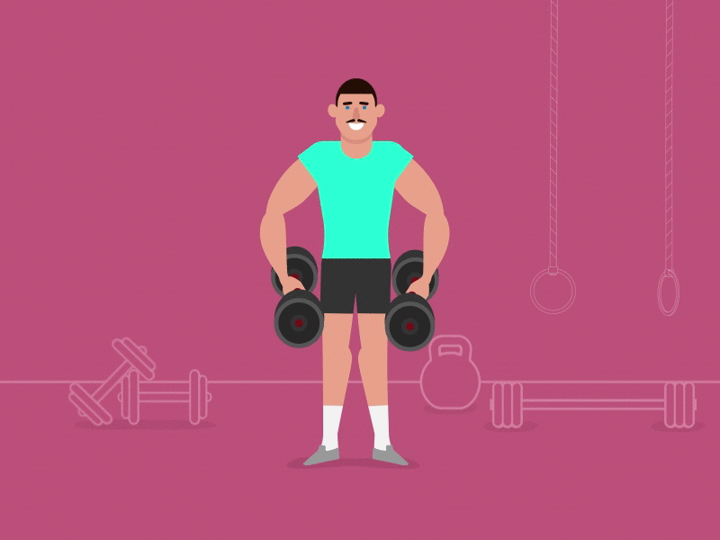 Strongman Pumping Iron 2d aftereffects animation branding character illustration motion motion design zurich