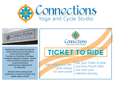 Connections Yoga and Cycle Studio - Rebrand branding design icon logo typography vector