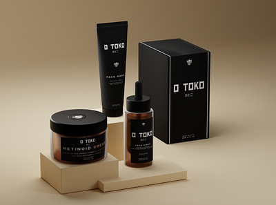 O Toko Skin Care Line Packaging 3d 3d art 3d artist 3d render black black white blackandwhite blender3d japan japanese oni package packagedesign packaging packaging design skincare