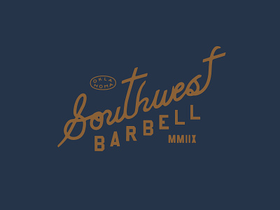 Southwest Barbell barbell blue gold gym logo vintage