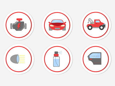 Vehicle Care Icon Set badge car coin icon illustration illustrator vector