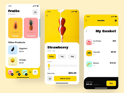 Fruits App app app apps application app design app ui application baskets color design designers dribbble dribbble best shot fruits ios minimal minimalism photo shot ui ux