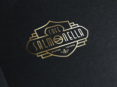 ASOUE: Cafe Salmonella Gold Foil Logo art deco badge black book brand identity branding business card gold great gatsby logo logo design luxury print restaurant retro vintage