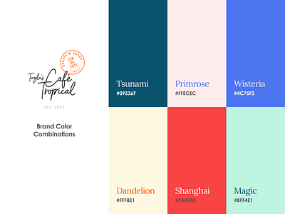 Tropical Brand Color Palette (Schitt's Creek) brand guidelines brand identity cafe color palette colors graphic design muted pastels retro tropical