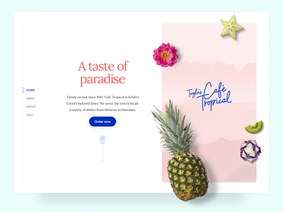 Tropical Web Design (Schitt's Creek) branding cafe landing page pastel restaurant web design