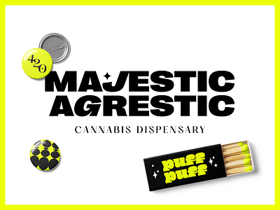 Majestic Agrestic: Weed Brand Accessories bold font brand identity branding cannabis design logo design neon colors packaging typography
