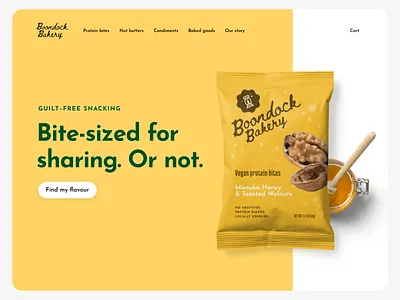 Boondock Bakery Landing Page branding bright colorful food fruit fun granola handwritten landing page logo nature outdoors packaging snack sport typography web design yellow