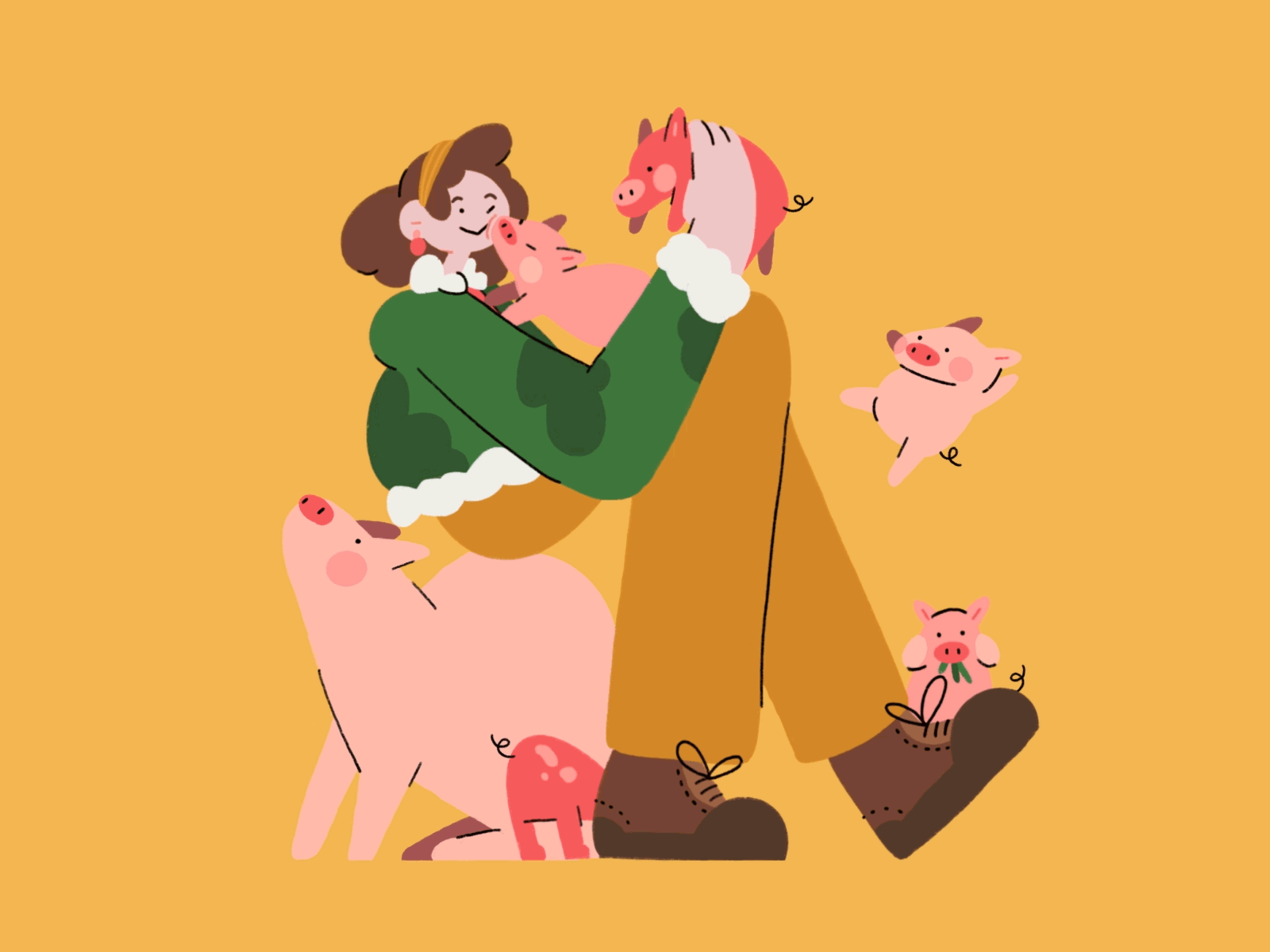🐷👩🏻‍🦰 animal animation character design gif illustration loop motion photoshop pig piglet pigs