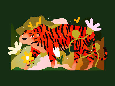 🐅 animal design green illustration jungle orange photoshop rawr tiger