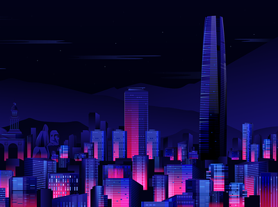 Chile Skyline art city cityline design graphic design illustration illustrator landscape red bull skyline south america vector