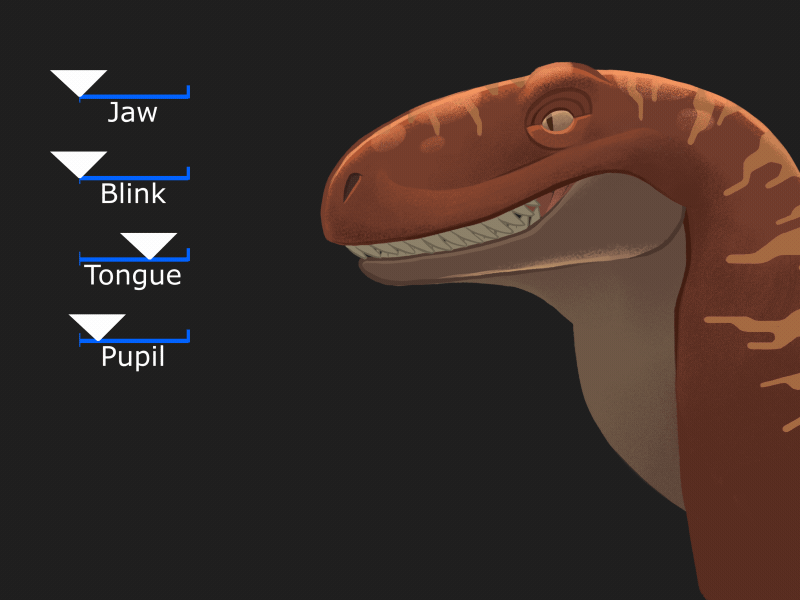 Raptor Rig / WIP character animation joysticks n sliders