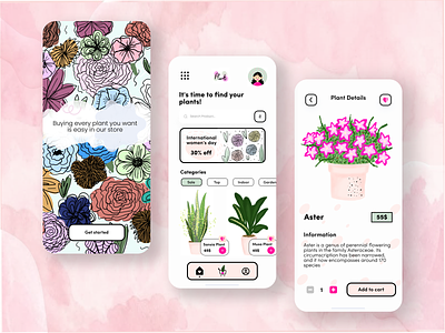 Plants Store App app design illustration mobile online plants store ui ux