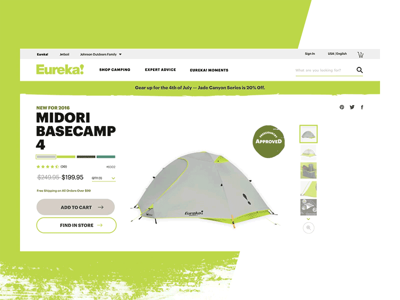 Eureka! PDP ae animation camping description design eureka motion page pdp product tent ui