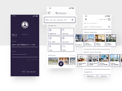 Craiglist Mobile App app brutal concept craigslist design marketplace minimal mobile product purple ui ux