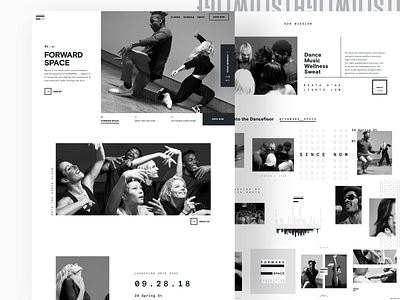 Forward Space Home 2.0 black white black and white clean creative concept dance design forward home landing page design minimal new york nyc re branding redesign sketch space studio typogaphy ui ux ui design