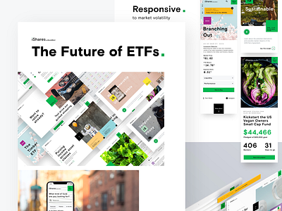 iShares Case Study ae case study clean etfs funds future green investing ishares market minimal poster quirky responsive sketch socially trade trends ui design ux design