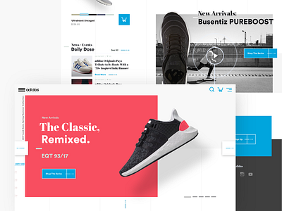 Adidas Concept 2017 adidas adidas originals blue branding concept ecommerce fashion landing page minimal motion design motion design school pink principle shoes shop design sketch store ui ux design website website concept