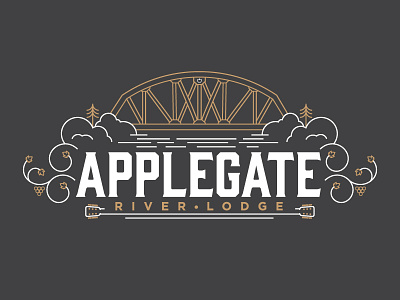 Applegate River Lodge branding bridge design identity line art logo music wine