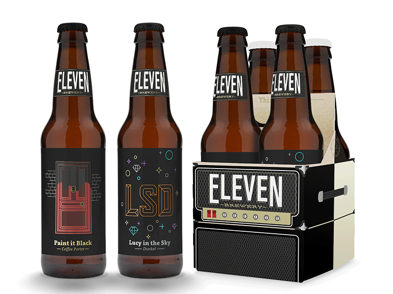 Eleven Brewery beer branding design identity logo music packaging typography