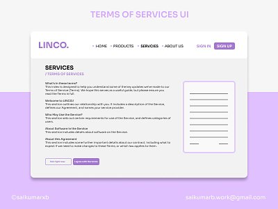TERMS OF SERVICE UI DESIGN