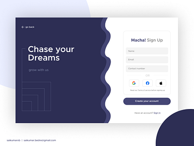 Sign Up page UI Design | Saikumar Bedre