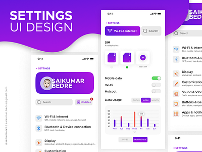 Settings UI Design | @saikumarxb | Figma graphic design ui