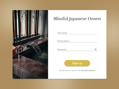 UI Design #001 Sign up page 001 challenge daily ui design graphic design japan minimal onsen sign up sign up page ui web
