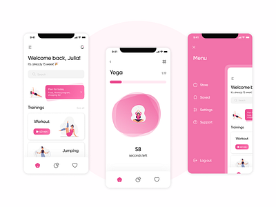 Fitness Mobile app app concept design fitness gradient mobile pink sport ui
