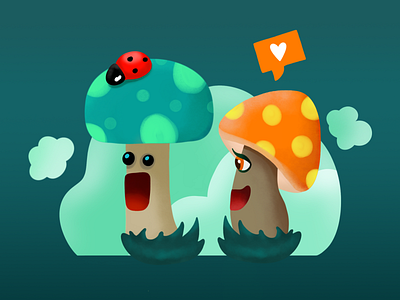 Mushy mushrooms characterdesign design graphic design illustration vector