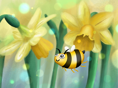 Bee Happy - Stop and smell the Daffodils