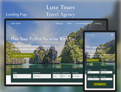 Luxe Tours - Web Design figma landing page minimal simple travel ui ux website design