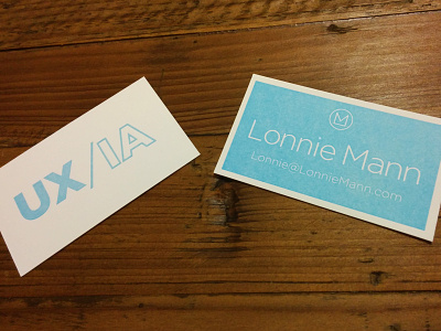 UX/IA Letterpress Business Card business card cyan ia information architecture letterpress user experience ux white