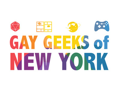 Gay Geeks of New York Logo comics d20 dnd dorks games geeks glbtq icons logo nerds nyc rainbow scifi video games
