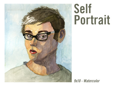 Watercolor Self Portrait glasses illustration nerd painting self portrait watercolor